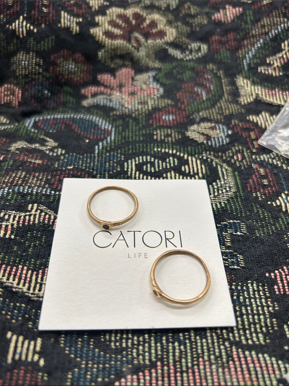 Catori Life Bronze Black Stone Stacking Rings Size 8.5 – Set of 2